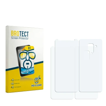 Vorderseite einer Produktverpackung mit dem Markenlogo BROTECT. Daneben ist der zugehörige Displayschutz.