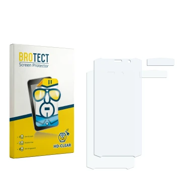 Vorderseite einer Produktverpackung mit dem Markenlogo BROTECT. Daneben ist der zugehörige Displayschutz.