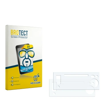 Vorderseite einer Produktverpackung mit dem Markenlogo BROTECT. Daneben ist der zugehörige Displayschutz.