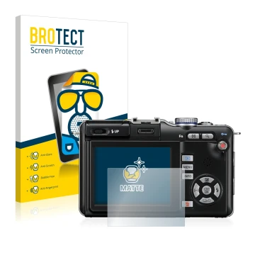 Vorderseite einer Produktverpackung mit dem Markenlogo BROTECT. Daneben ist das Gerät Olympus PEN E-PL1 mit dem zugehörigen Di