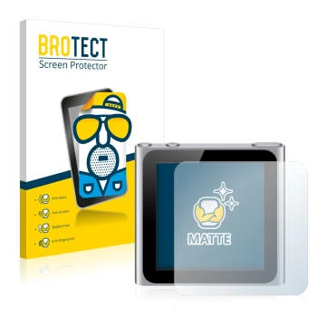 Vorderseite einer Produktverpackung mit dem Markenlogo BROTECT. Daneben ist das Gerät Apple iPod nano 2010 (6. Gen.) mit dem z