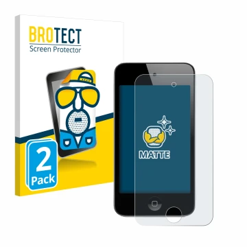 Vorderseite einer Produktverpackung mit dem Markenlogo BROTECT. Daneben ist das Gerät Apple iPod Touch (4. Gen.) mit dem zugeh