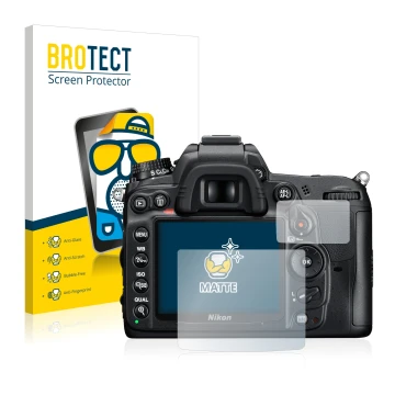 Vorderseite einer Produktverpackung mit dem Markenlogo BROTECT. Daneben ist das Gerät Nikon D7000 mit dem zugehörigen Displays