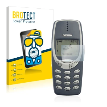 Vorderseite einer Produktverpackung mit dem Markenlogo BROTECT. Daneben ist das Gerät Nokia 3310 2011 mit dem zugehörigen Disp