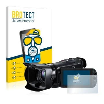 Vorderseite einer Produktverpackung mit dem Markenlogo BROTECT. Daneben ist das Gerät Canon Legria HF G10 mit dem zugehörigen 