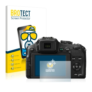 Vorderseite einer Produktverpackung mit dem Markenlogo BROTECT. Daneben ist das Gerät Panasonic Lumix DMC-FZ200 mit dem zugehö
