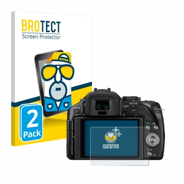 Vorderseite einer Produktverpackung mit dem Markenlogo BROTECT. Daneben ist das Gerät Panasonic Lumix DMC-G5 mit dem zugehörig