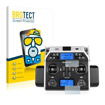Vorderseite einer Produktverpackung mit dem Markenlogo BROTECT. Daneben ist das Gerät Graupner MC-20 HoTT mit dem zugehörigen 