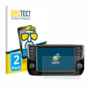 Vorderseite einer Produktverpackung mit dem Markenlogo BROTECT. Daneben ist das Gerät Volkswagen Passat 2015 Discover Pro 8