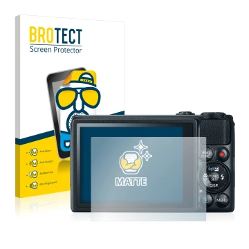 Vorderseite einer Produktverpackung mit dem Markenlogo BROTECT. Daneben ist das Gerät Canon PowerShot S120 mit dem zugehörigen