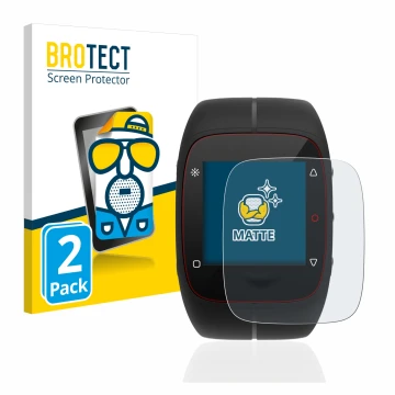 Vorderseite einer Produktverpackung mit dem Markenlogo BROTECT. Daneben ist das Gerät Polar M400 mit dem zugehörigen Displaysc