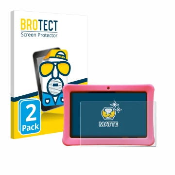 Vorderseite einer Produktverpackung mit dem Markenlogo BROTECT. Daneben ist das Gerät Contixo Kids 7