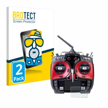 Vorderseite einer Produktverpackung mit dem Markenlogo BROTECT. Daneben ist das Gerät Graupner MZ-24 mit dem zugehörigen Displ