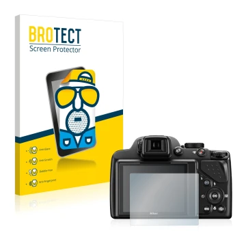 Vorderseite einer Produktverpackung mit dem Markenlogo BROTECT. Daneben ist das Gerät Nikon Coolpix P530 mit dem zugehörigen D