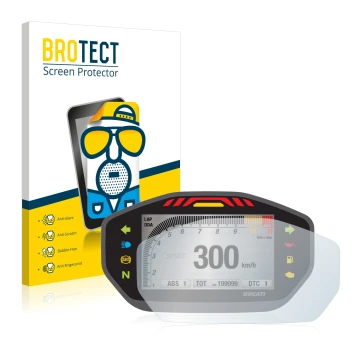 Vorderseite einer Produktverpackung mit dem Markenlogo BROTECT. Daneben ist das Gerät Ducati Monster 1200 Colour-TFT-Display m
