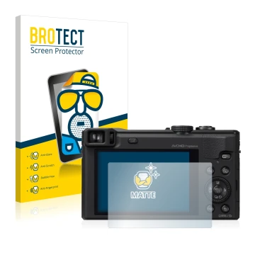 Vorderseite einer Produktverpackung mit dem Markenlogo BROTECT. Daneben ist das Gerät Panasonic Lumix DMC-TZ60 mit dem zugehör