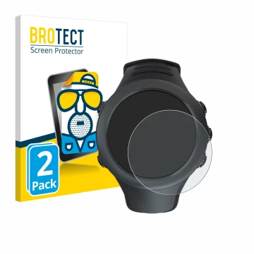 Vorderseite einer Produktverpackung mit dem Markenlogo BROTECT. Daneben ist das Gerät Suunto Ambit3 Sport Black mit dem zugehö