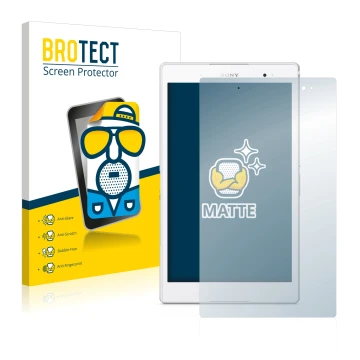 Vorderseite einer Produktverpackung mit dem Markenlogo BROTECT. Daneben ist das Gerät Sony Xperia Z3 Tablet Compact SGP621 mit