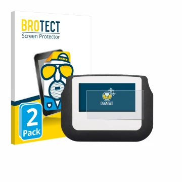 Vorderseite einer Produktverpackung mit dem Markenlogo BROTECT. Daneben ist das Gerät Signotec Signature Pad Sigma mit dem zug