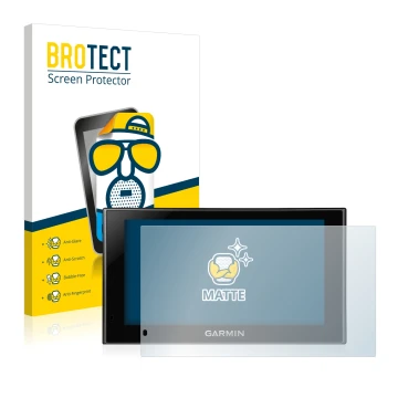 Vorderseite einer Produktverpackung mit dem Markenlogo BROTECT. Daneben ist das Gerät Garmin nüvi 2599LMT-D mit dem zugehörige