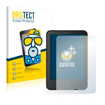 Vorderseite einer Produktverpackung mit dem Markenlogo BROTECT. Daneben ist das Gerät Tolino Vision 2 mit dem zugehörigen Disp