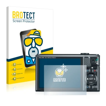 Vorderseite einer Produktverpackung mit dem Markenlogo BROTECT. Daneben ist das Gerät Canon PowerShot SX610 HS mit dem zugehör