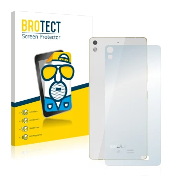 Vorderseite einer Produktverpackung mit dem Markenlogo BROTECT. Daneben ist das Gerät BLU Vivo Air (Rückseite) mit dem zugehör