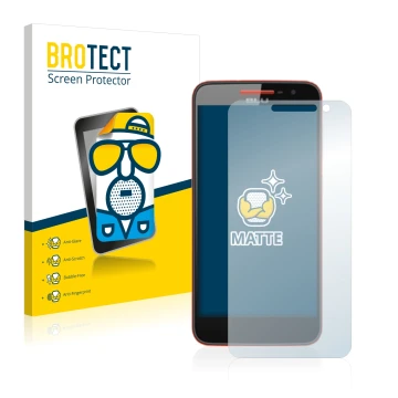 Vorderseite einer Produktverpackung mit dem Markenlogo BROTECT. Daneben ist das Gerät BLU Studio C mit dem zugehörigen Display