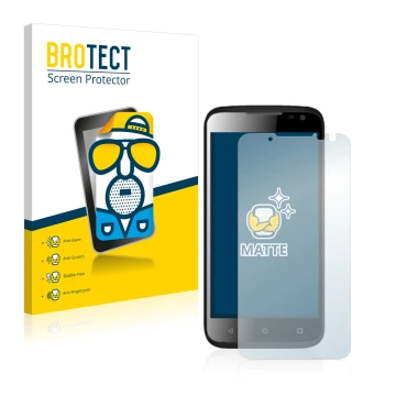 Vorderseite einer Produktverpackung mit dem Markenlogo BROTECT. Daneben ist das Gerät Yezz Andy 4.5EL mit dem zugehörigen Disp