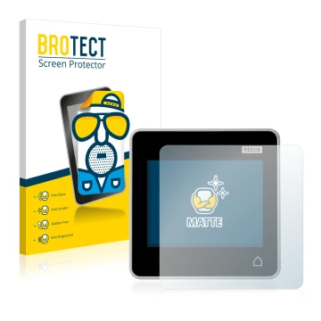 Vorderseite einer Produktverpackung mit dem Markenlogo BROTECT. Daneben ist das Gerät Velux Integra Control Pad KLR 200 mit de