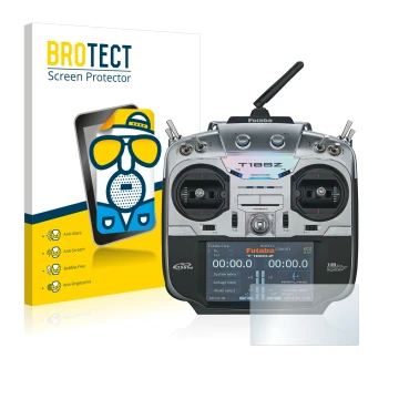 Vorderseite einer Produktverpackung mit dem Markenlogo BROTECT. Daneben ist das Gerät Robbe Futaba T18SZ mit dem zugehörigen D