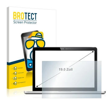 Vorderseite einer Produktverpackung mit dem Markenlogo BROTECT. Daneben ist das Gerät mit dem zugehörigen Displayschutz abgebi