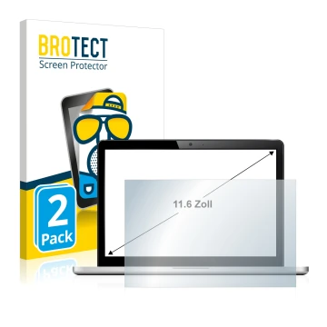 Vorderseite einer Produktverpackung mit dem Markenlogo BROTECT. Daneben ist das Gerät mit dem zugehörigen Displayschutz abgebi