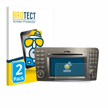 Vorderseite einer Produktverpackung mit dem Markenlogo BROTECT. Daneben ist das Gerät Mercedes-Benz Comand APS 2.5 mit dem zug