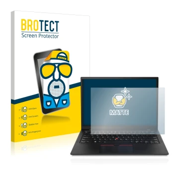 Vorderseite einer Produktverpackung mit dem Markenlogo BROTECT. Daneben ist das Gerät Lenovo ThinkPad X1 mit dem zugehörigen D