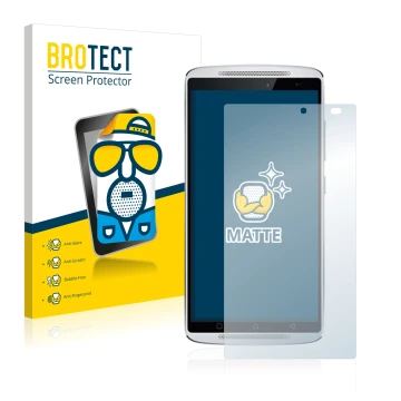 Vorderseite einer Produktverpackung mit dem Markenlogo BROTECT. Daneben ist das Gerät Lenovo Vibe X3 (NUR Kamera rechts) mit d
