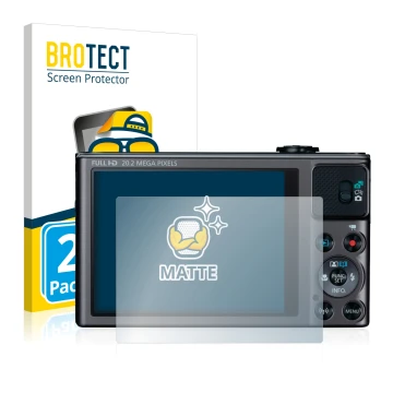 Vorderseite einer Produktverpackung mit dem Markenlogo BROTECT. Daneben ist das Gerät Canon PowerShot SX620 HS mit dem zugehör