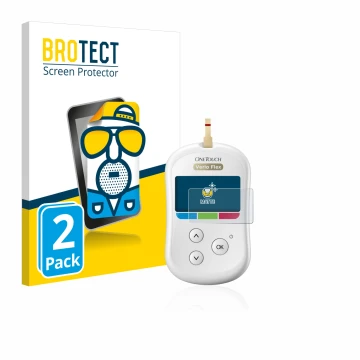 Vorderseite einer Produktverpackung mit dem Markenlogo BROTECT. Daneben ist das Gerät LifeScan OneTouch Verio Flex mit dem zug