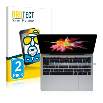 Vorderseite einer Produktverpackung mit dem Markenlogo BROTECT. Daneben ist das Gerät Apple MacBook Pro 13