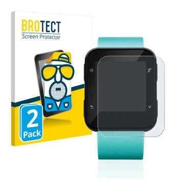 Vorderseite einer Produktverpackung mit dem Markenlogo BROTECT. Daneben ist das Gerät Garmin Forerunner 35 mit dem zugehörigen