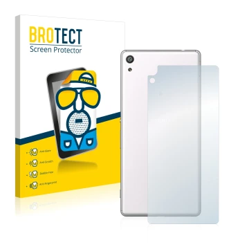 Vorderseite einer Produktverpackung mit dem Markenlogo BROTECT. Daneben ist das Gerät Sony Xperia XA Ultra (Rückseite) mit dem