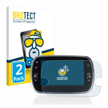 Vorderseite einer Produktverpackung mit dem Markenlogo BROTECT. Daneben ist das Gerät Fiat 500 Abarth Uconnet 7