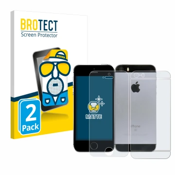 Vorderseite einer Produktverpackung mit dem Markenlogo BROTECT. Daneben ist das Gerät Apple iPhone SE 2016 (Display+Rückseite)