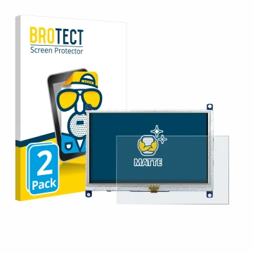 Vorderseite einer Produktverpackung mit dem Markenlogo BROTECT. Daneben ist das Gerät Raspberry Pi Touchscreen 5