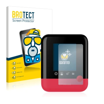 Vorderseite einer Produktverpackung mit dem Markenlogo BROTECT. Daneben ist das Gerät Polaroid Pop mit dem zugehörigen Display