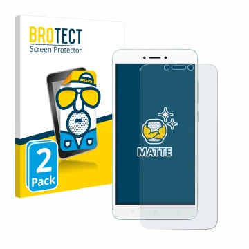 Vorderseite einer Produktverpackung mit dem Markenlogo BROTECT. Daneben ist das Gerät Xiaomi Redmi 4X mit dem zugehörigen Disp