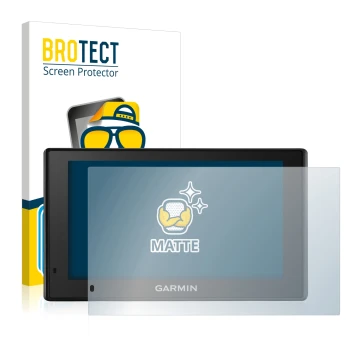 Vorderseite einer Produktverpackung mit dem Markenlogo BROTECT. Daneben ist das Gerät Garmin DriveSmart 51 LMT-D mit dem zugeh