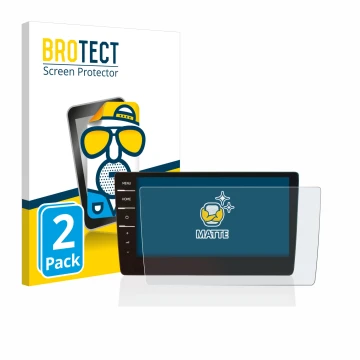 Vorderseite einer Produktverpackung mit dem Markenlogo BROTECT. Daneben ist das Gerät Volkswagen Golf 7 Discover Pro 9.2