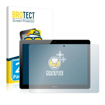 Vorderseite einer Produktverpackung mit dem Markenlogo BROTECT. Daneben ist das Gerät Huawei MediaPad T3 10 mit dem zugehörige