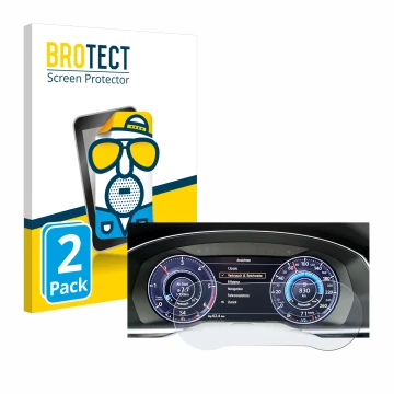 Vorderseite einer Produktverpackung mit dem Markenlogo BROTECT. Daneben ist das Gerät Volkswagen Tiguan 2017 Active Info Cockp